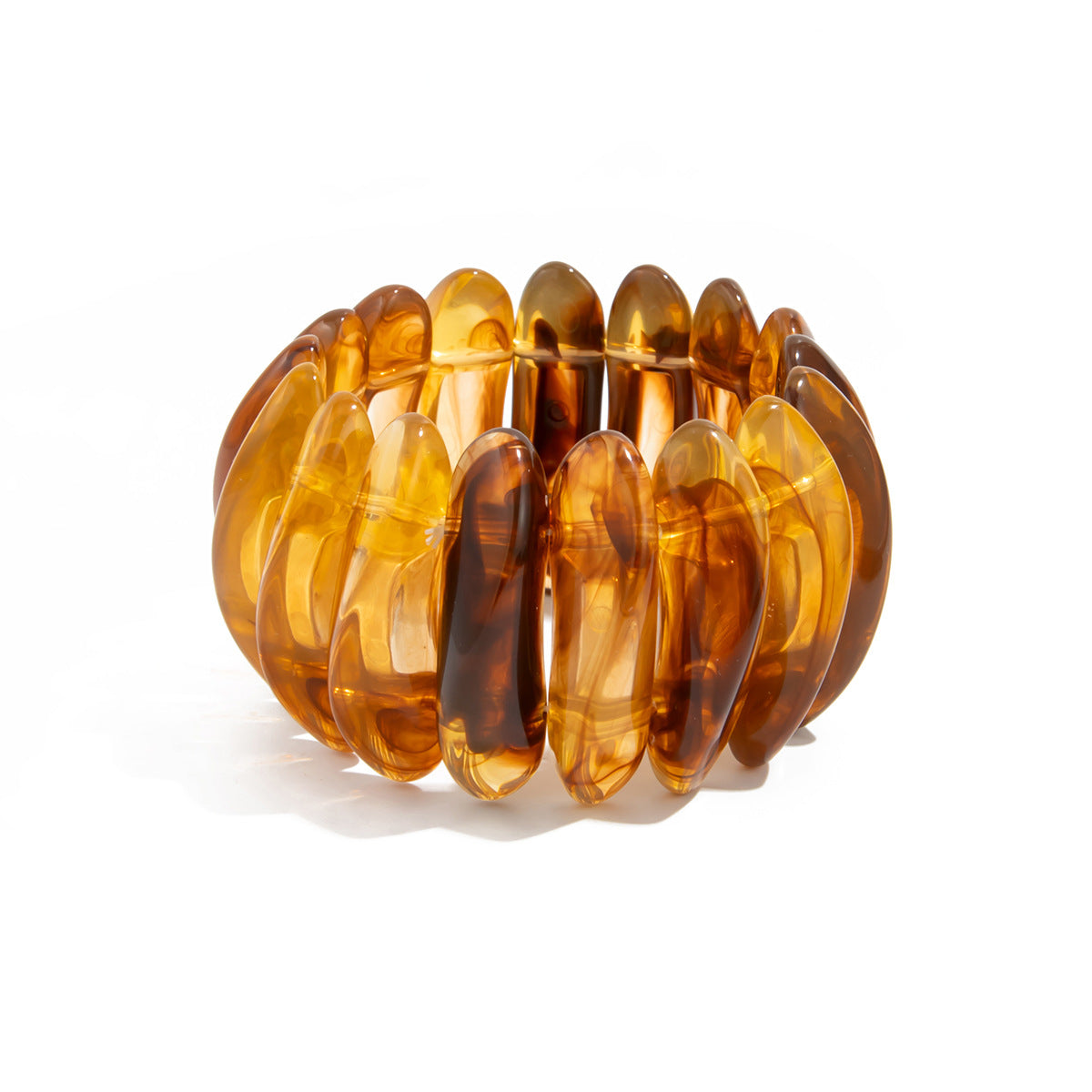 Wide Version Smudged Stone Pattern Semi-Transparent Bracelet Exaggerated Retro Special-Shaped Amber Tire