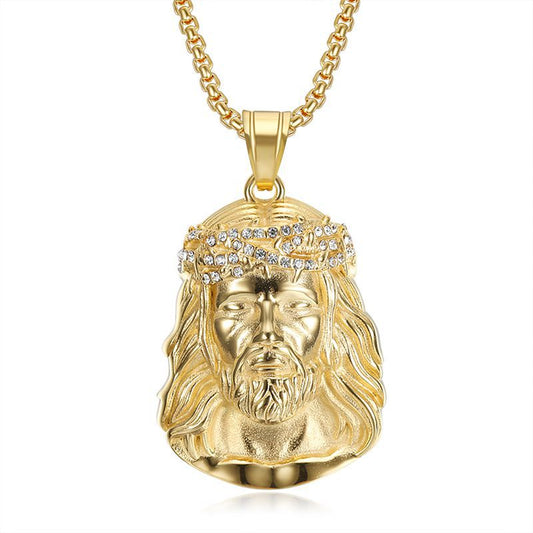 Steel Necklace - Statement Hip Hop Pendant Necklace With Gold-Plated Zircon For Everyday Streetwear