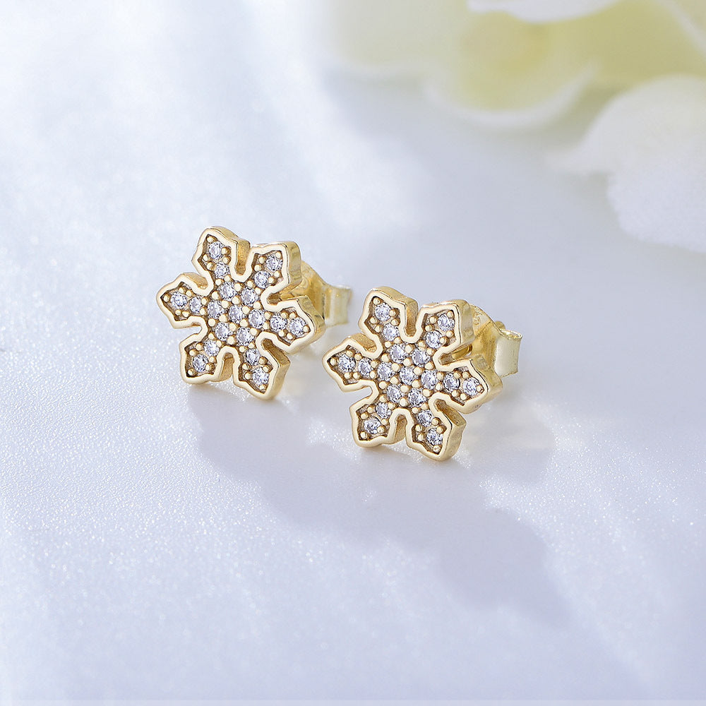 S925 Silver Delicate Zircon Snowflake Stud Earrings Tide Earrings Valentine'S Day Gift