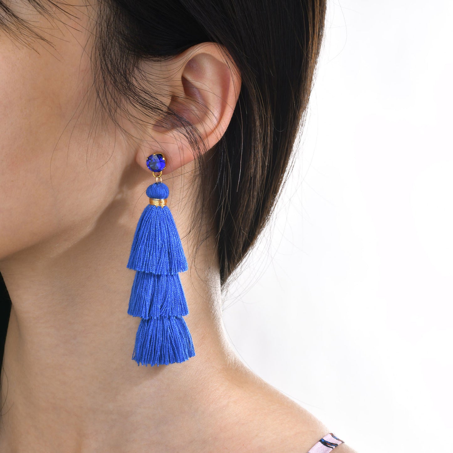 Various Stainless Steel Pomegranate Zircon Three-Color Earrings Women