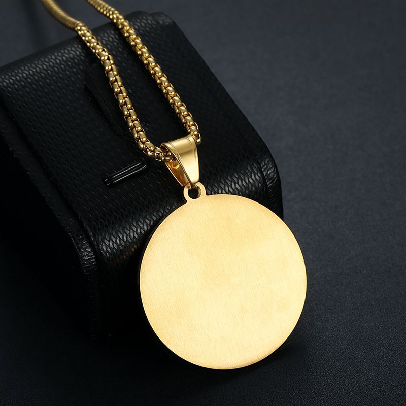 Planderful Everyday Genie Titanium Steel Gold Plated Masonic Pendant Necklace for Hip Hop Fans