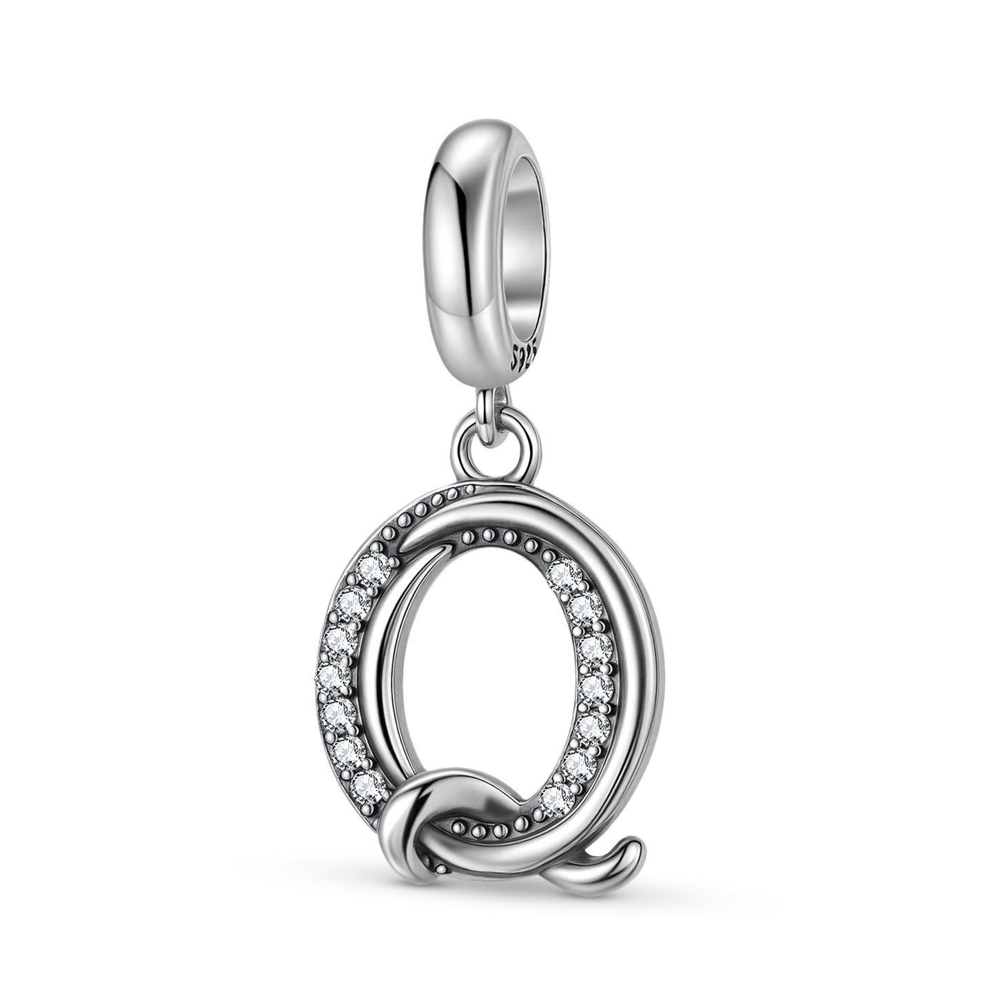 Planderful Jewelry 26 Letter Sterling Silver Pendant With Zircon Inlays Necklace
