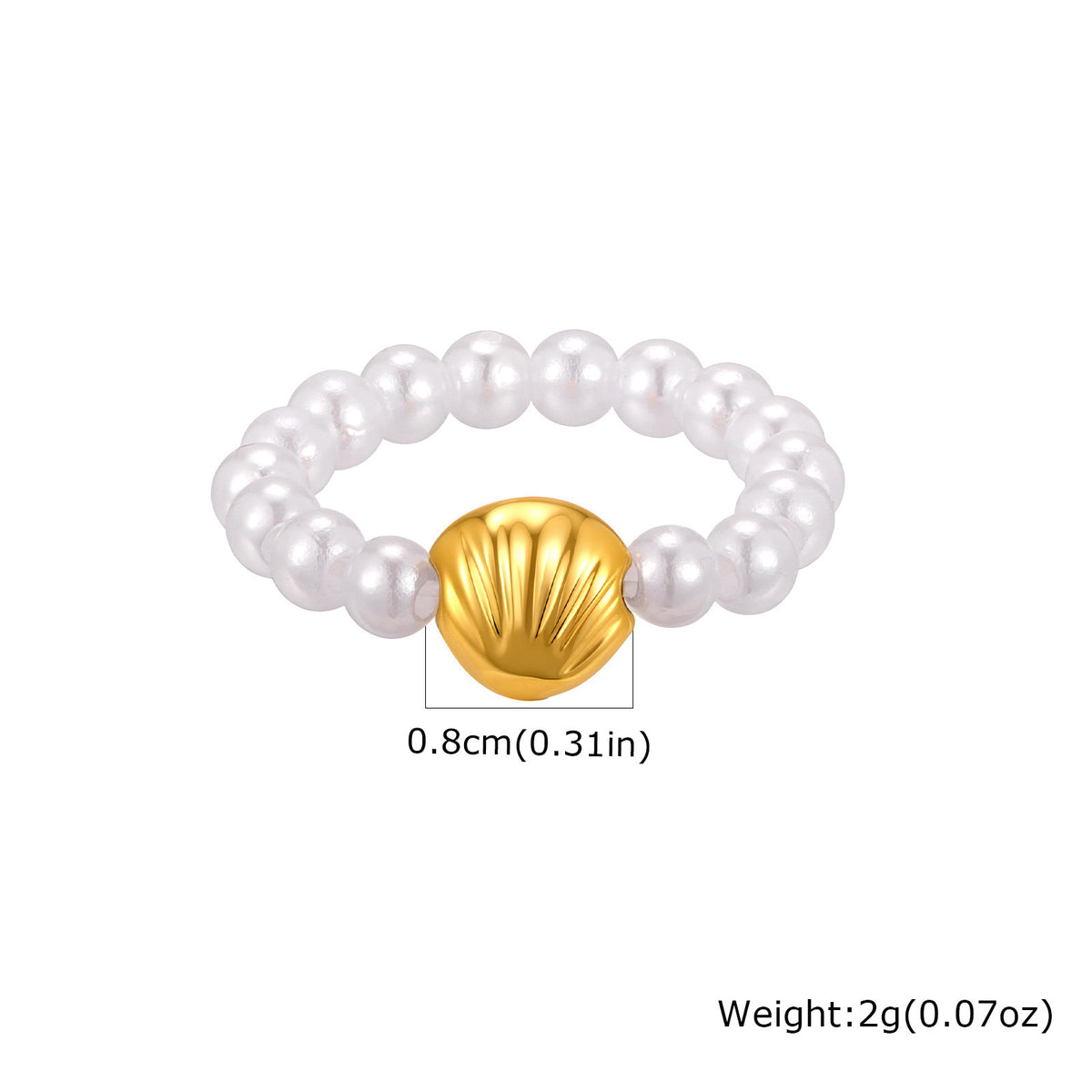 Stainless Steel Starfish Shell Imitation Pearl Summer Seaside Vacation Wind Ring