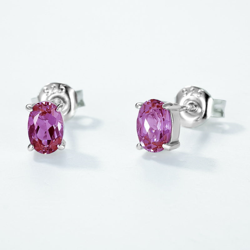 Planderful Jewelry Alexandrite Earrings In Sterling Silver S925 Elegant Stud Jewelry