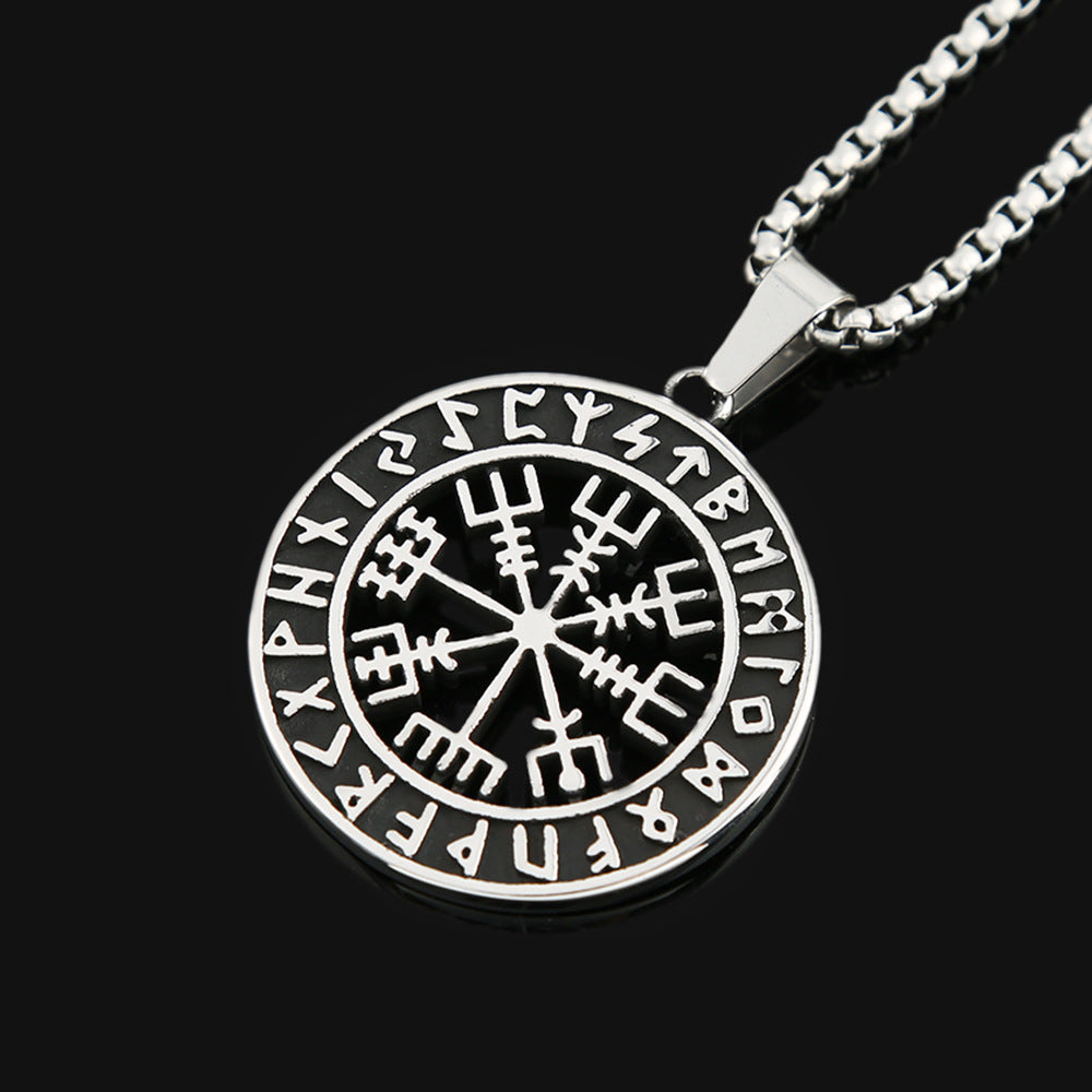 Viking Compass Stainless Steel Men's Pendant Necklace