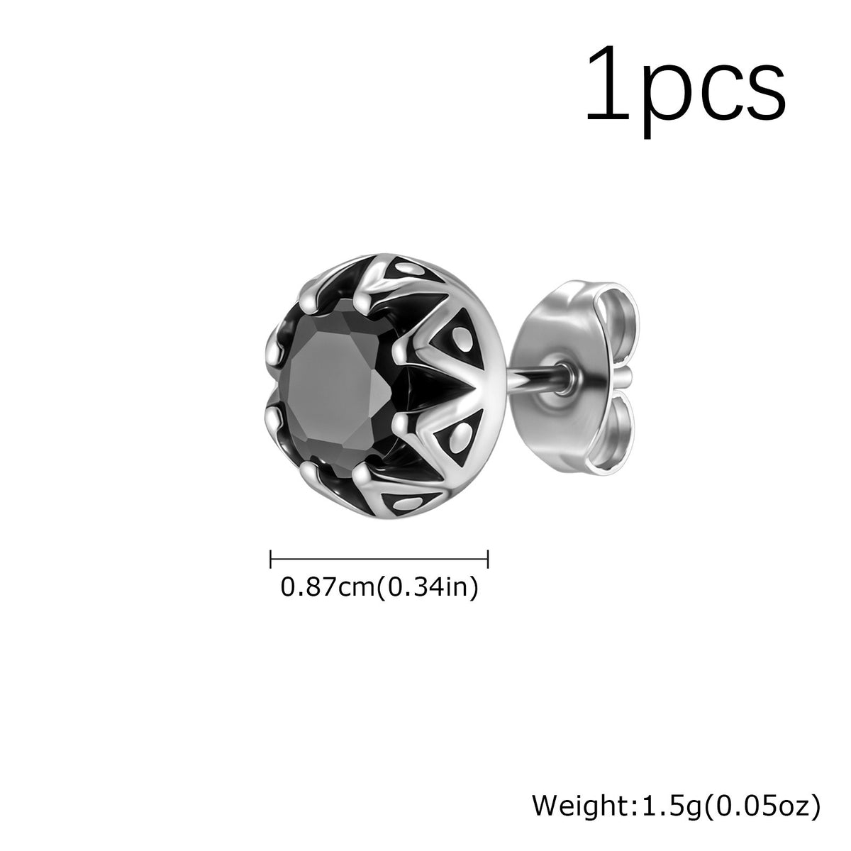 Crown-Set Zircon Single Stud Earring