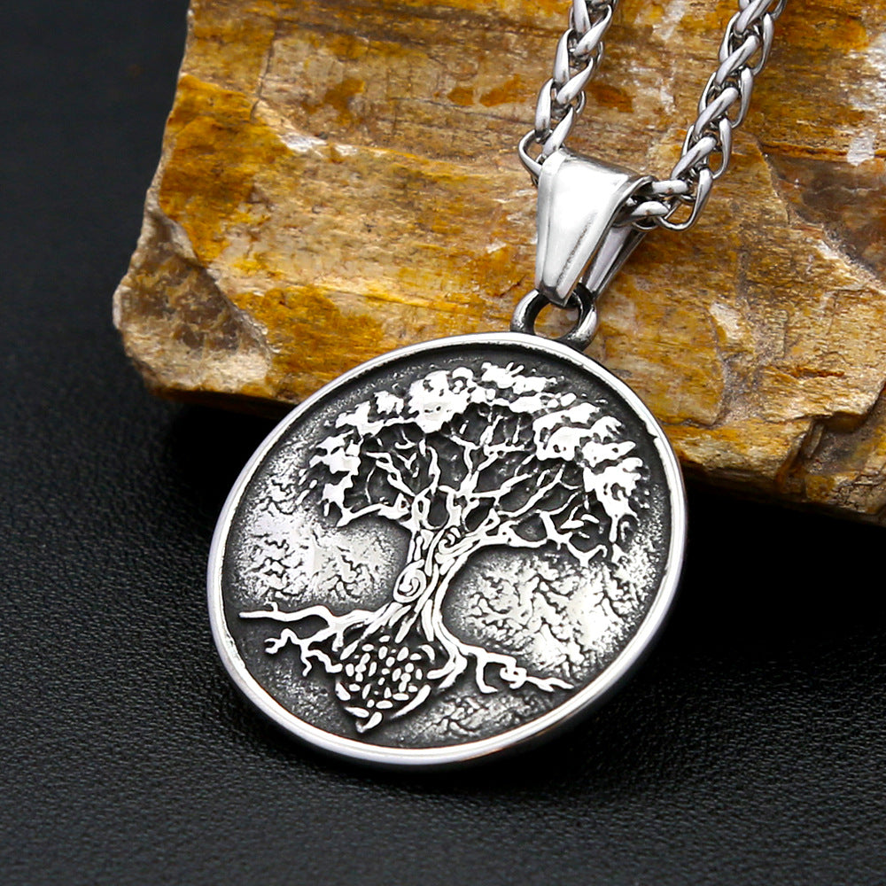 Vintage Tree of Life Viking Stainless Steel Men's Pendant Necklace