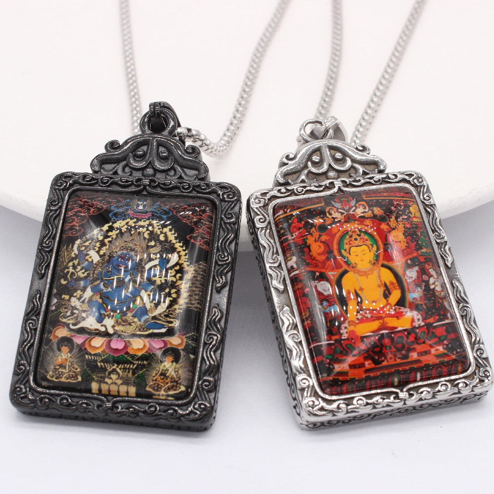 Zodiac Guardian Buddha Pendant For Men And Women By Planderful Titanium Steel Thangka Necklace With Premium Protection