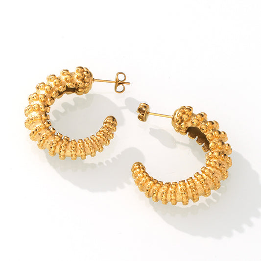 Gilded Geometric Niche Earrings with Personalized Bead Detail