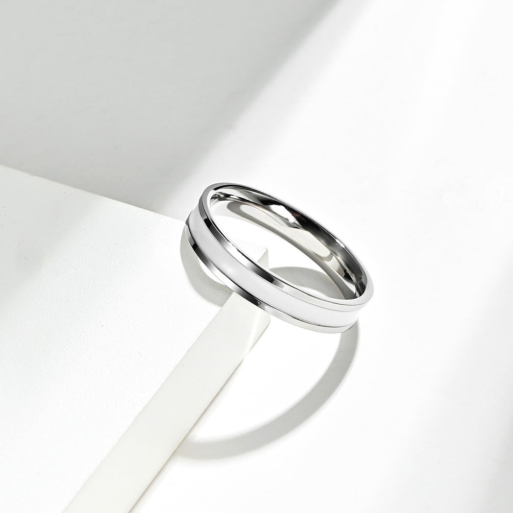 Simple Black and White Glue Neutral Ring Jewelry for Men