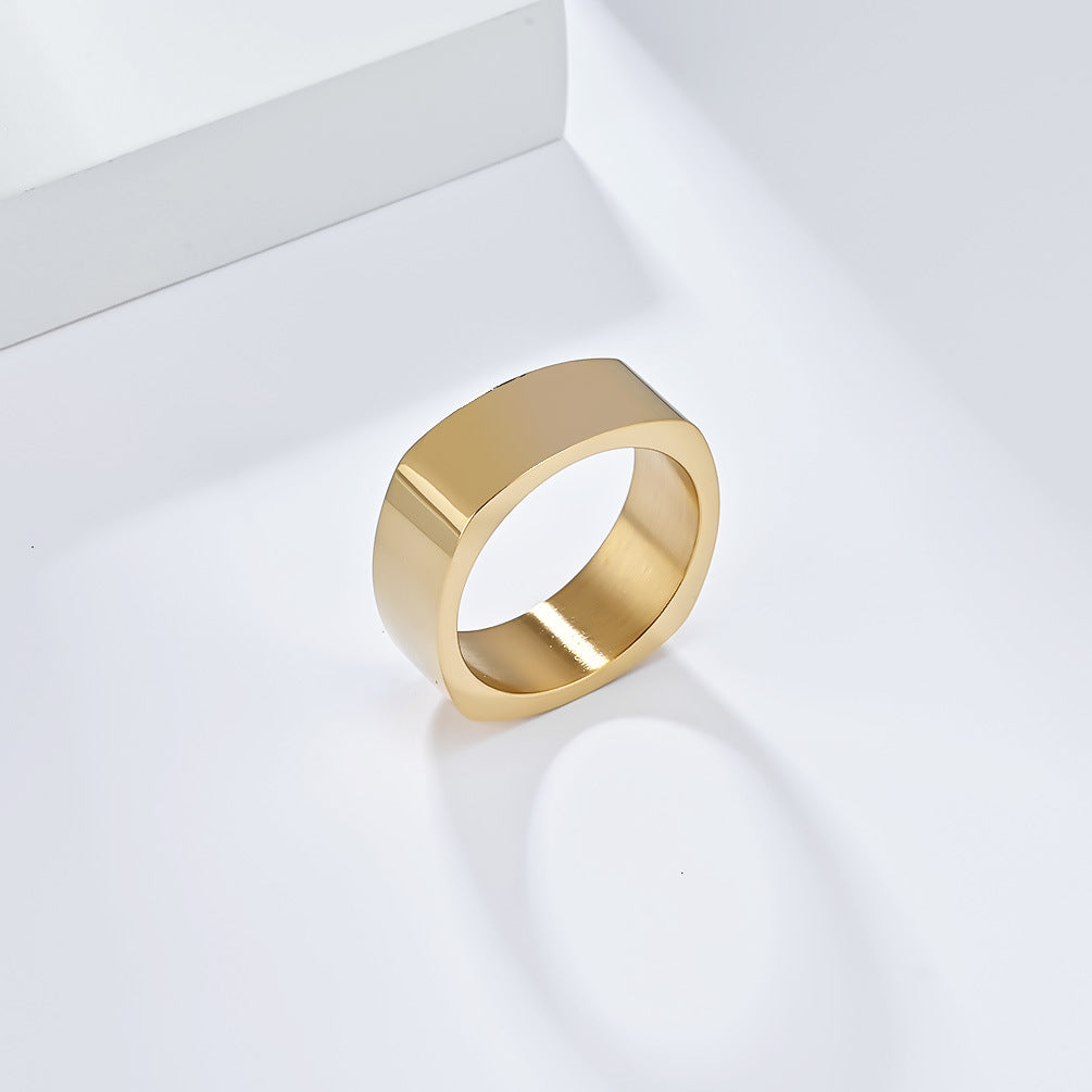 INS Neutral Simple Square Titanium Steel Ring for Men