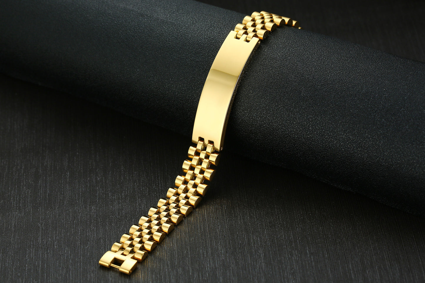 21.5CM Stainless Steel Curved Brand Bracelet Men's Jewelry