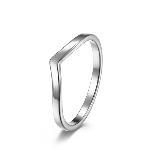 Planderful Titanium Steel Ring For Women Minimalist Plain Band With Geometric Heart Accent Glossy Finish