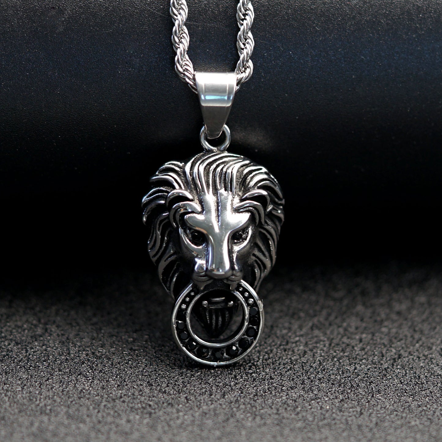 Steel Necklace – Statement Lion Head Pendant