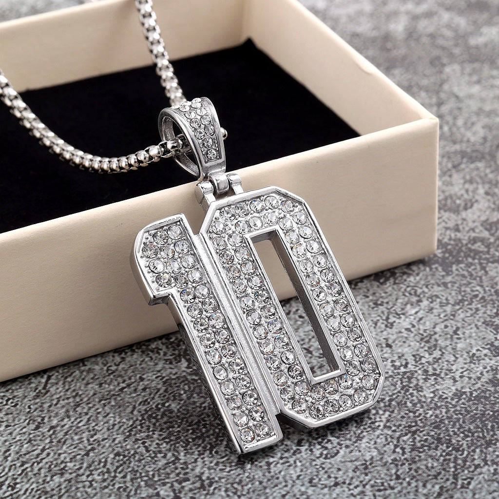 Single-Sided Zircon Stainless Steel Men's Pendant Necklace