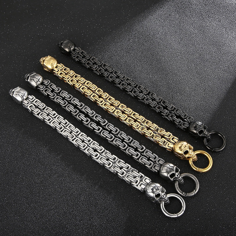 Ghost Head – Vacuum Electroplated Double-Layer Emperor Chain Pattern Skull Titanium Steel Bracelet