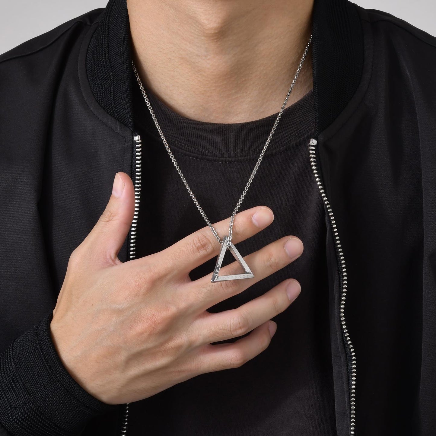 Men's Stainless Steel Pendant Necklace Viking Luhn Triangle Geometric Steel Black for Men