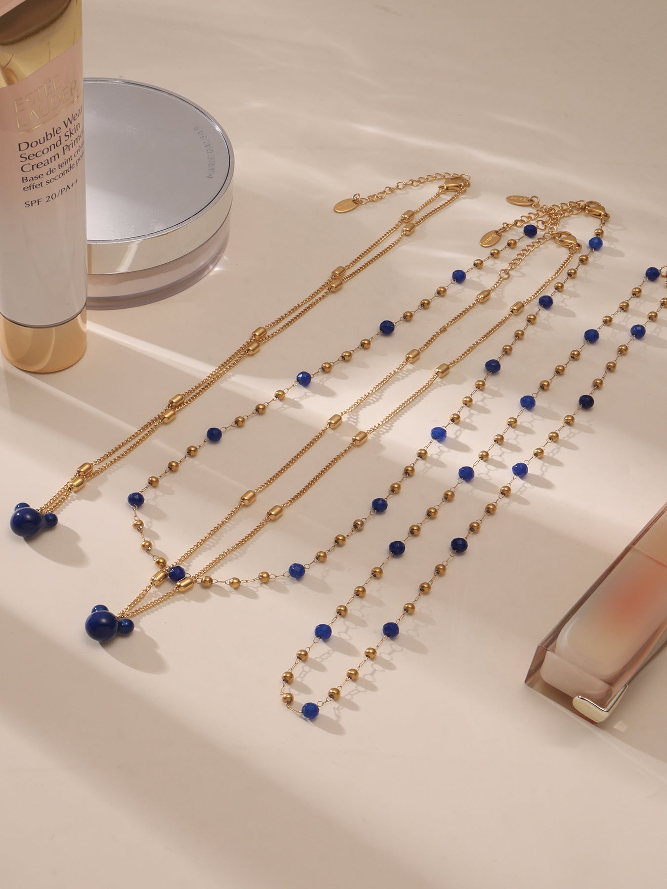 Planderful Rhine Blue Bear Double Necklace Steel Ladies