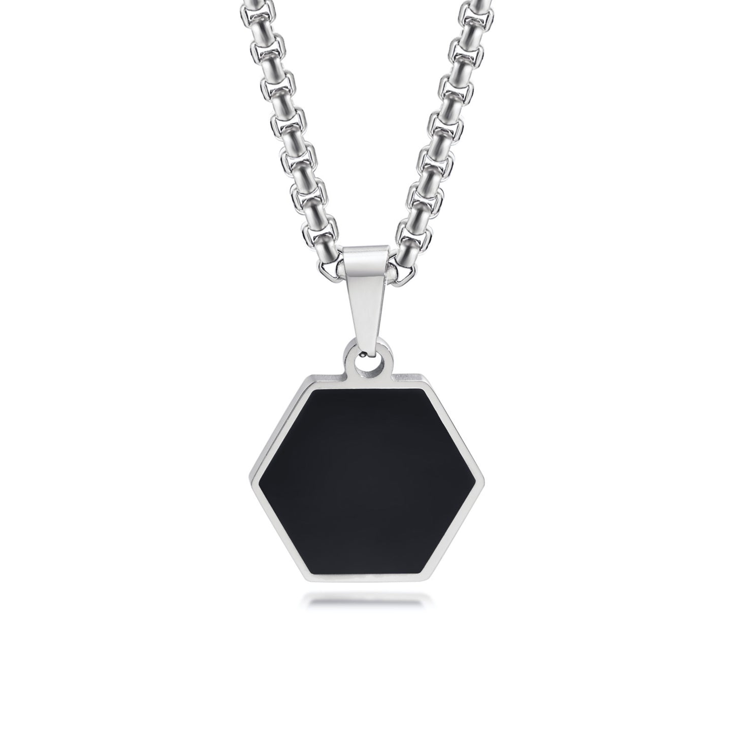 Men's Geometric Necklace Stainless Steel Hexagonal Pendant