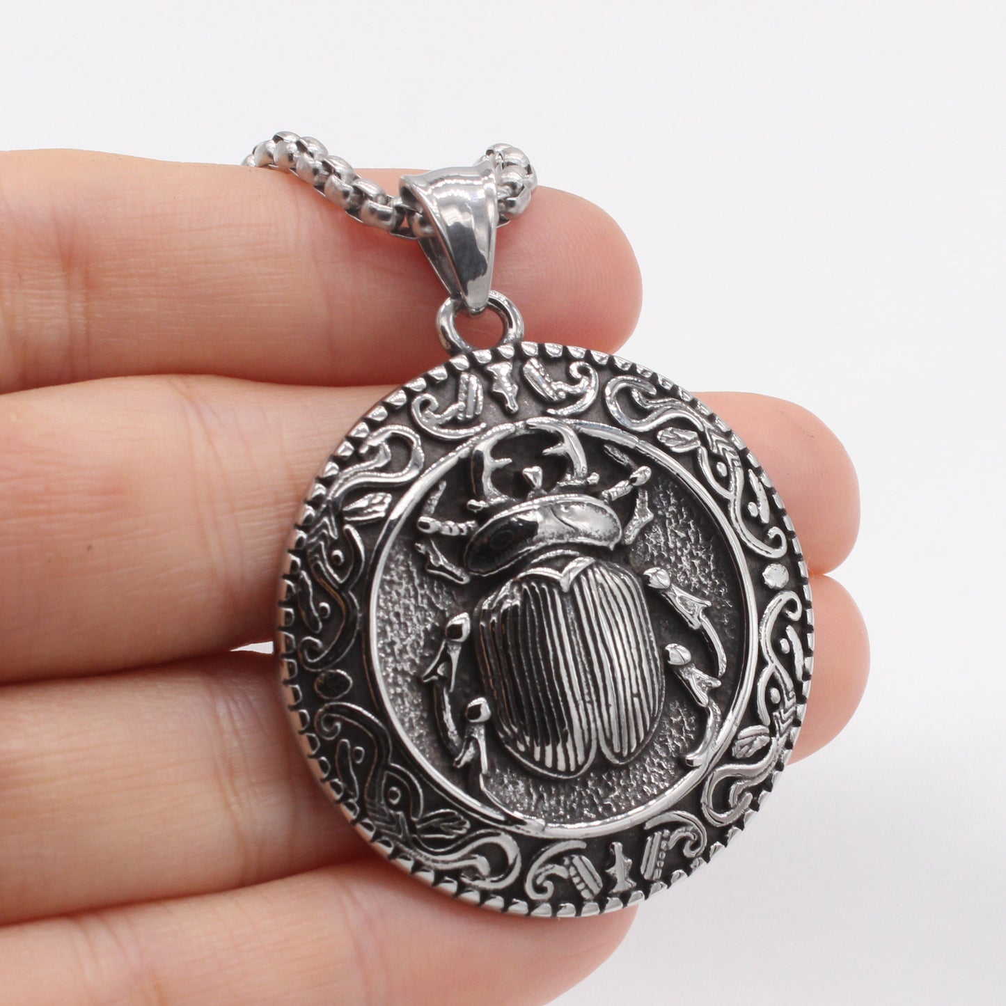 Planderful Jewelry Beetle Pendant for Men Everyday Genie Steel Personalized Vintage Style