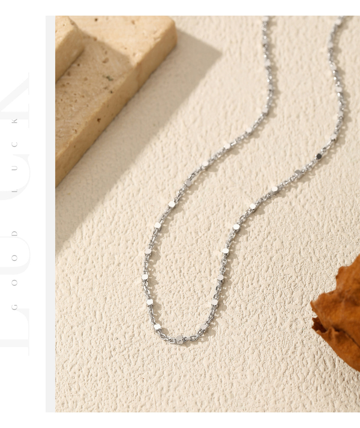 925 Sterling Silver Shimmer Plain Chain Necklace
