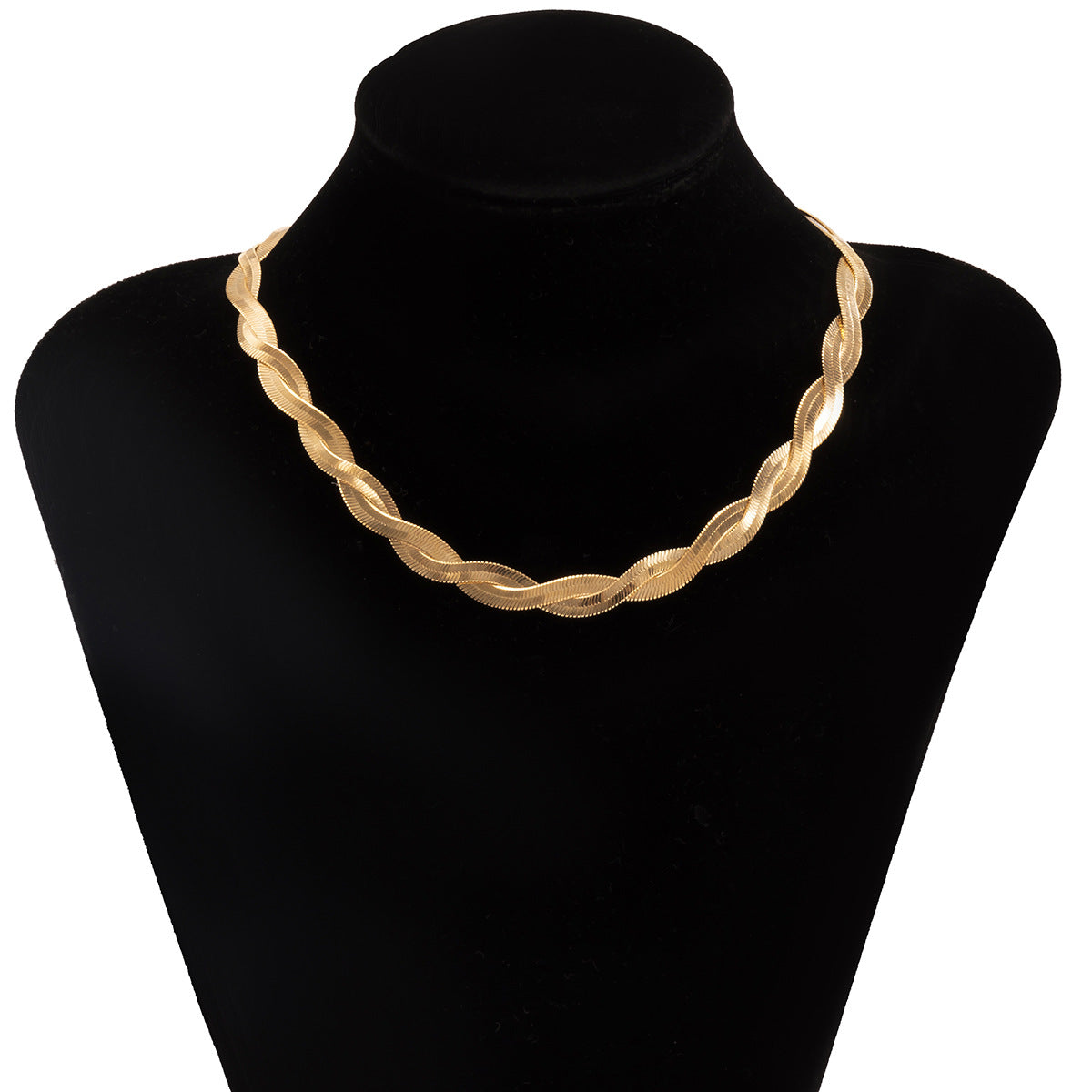 Planderful Vienna Verve Snake Bone Chain Necklace For Women Twist Weave Single Layer Clavicle Design Statement Jewelry