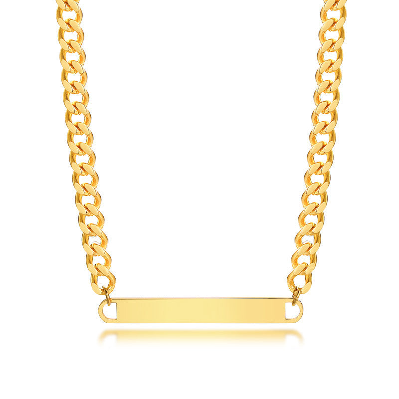 Stainless Steel 18K Gold Horizontal Bar Necklace Women's Jewelry