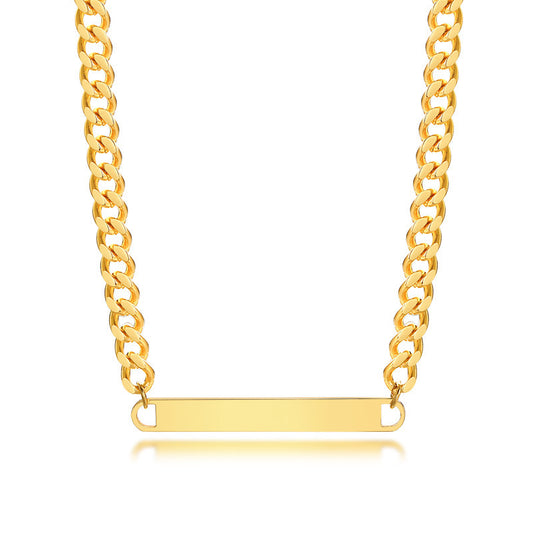 Stainless Steel 18K Gold Horizontal Bar Necklace Women's Jewelry