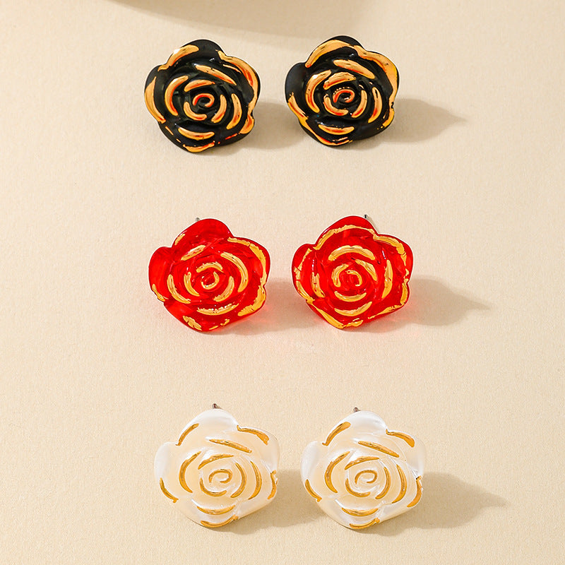 Planderful Vienna Verve Earrings Set – Charming Valentine's Day Acrylic Rose Design