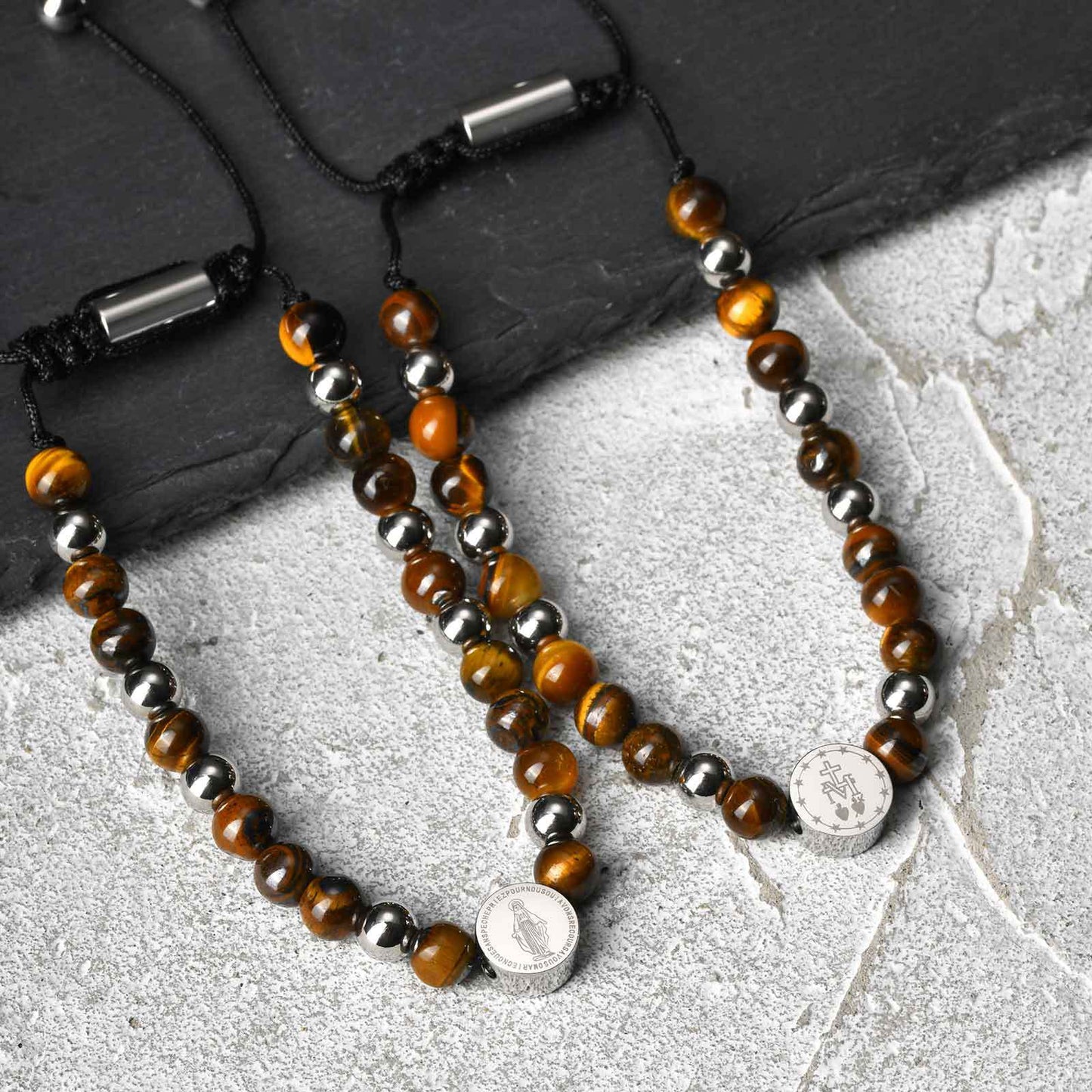 Planderful Saint Benedict Bracelet Natural Stone Beaded Men