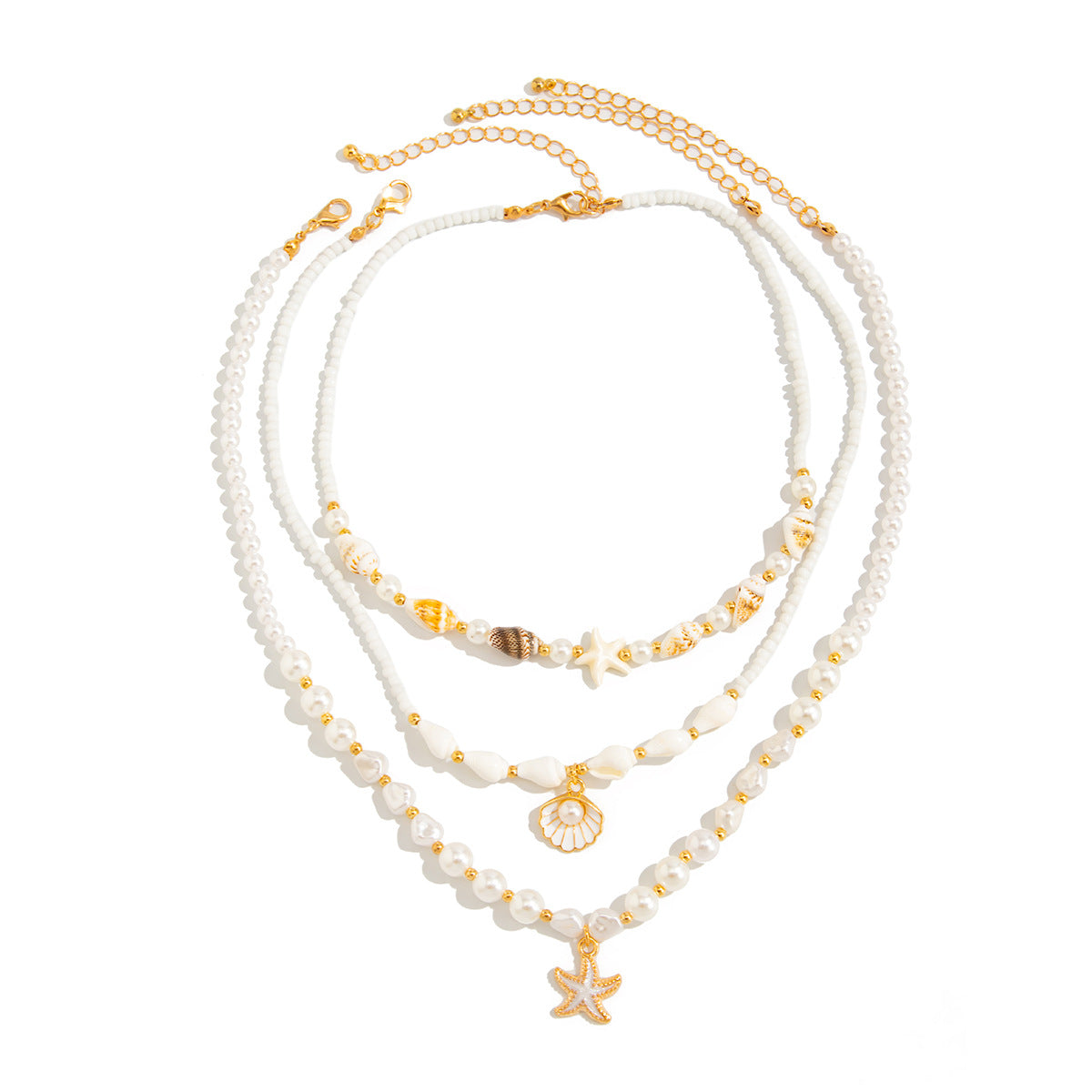 Scallop, Starfish & Pearl-Style Beach Necklace