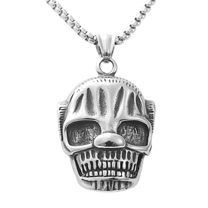 Personalized Punk Titanium Steel Skull Pendant Necklace for Men - Retro Domineering Design