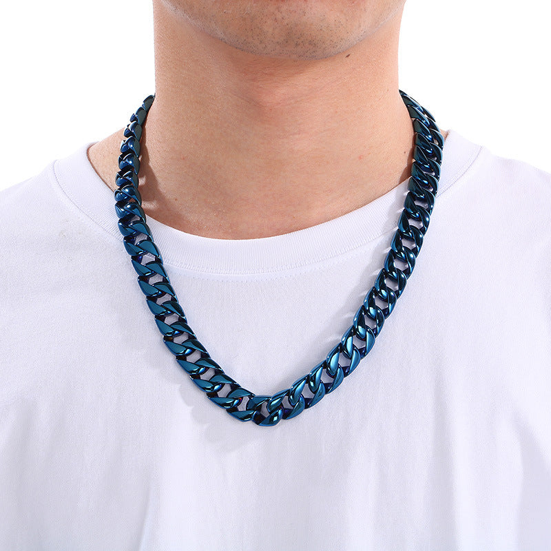 Planderful 15mm Titanium Steel Cuban Chain Necklace For Men