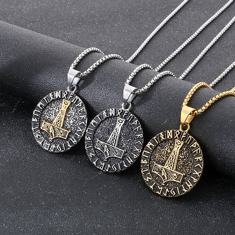 Planderful Thor Hammer Pendant Men Double Sided Stainless