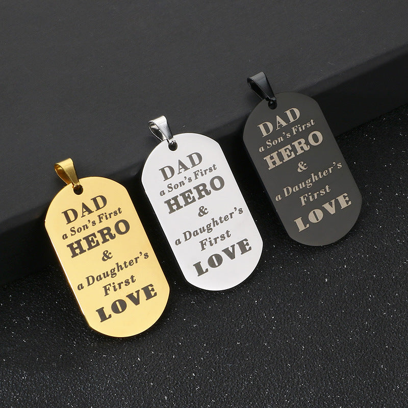 Dad Hero Stainless Steel Pendant Fathers Day Gift For Men