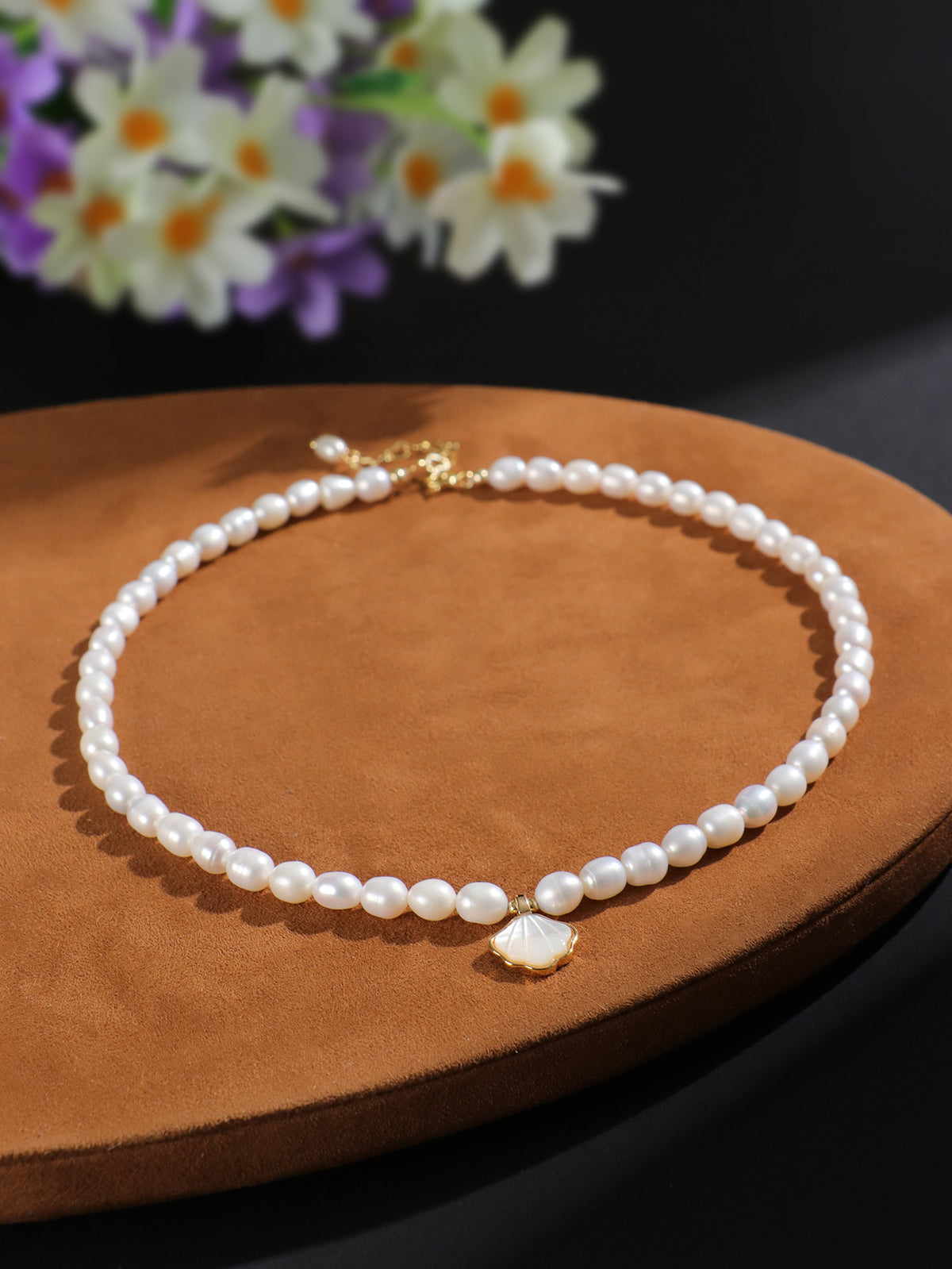 Freshwater Pearl Ginkgo Leaf Necklace