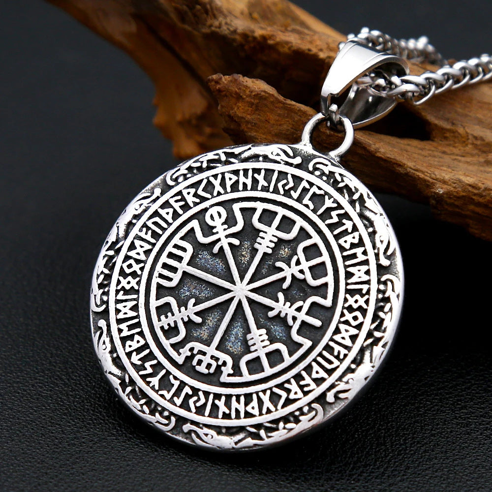 Viking Compass Stainless Steel Men's Pendant Necklace