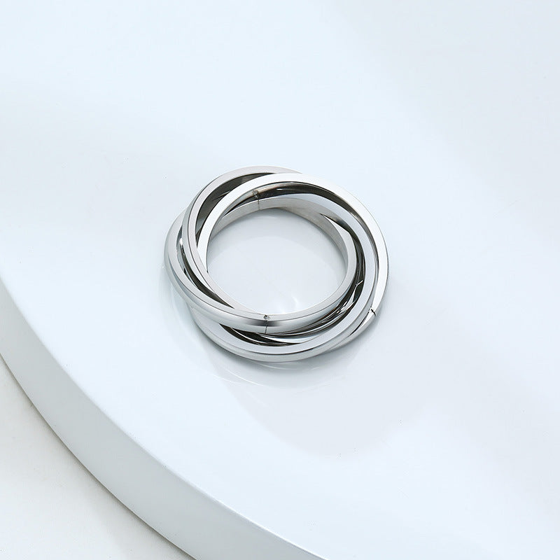 European And American Jewelry Three-In-One Plain Fashion Ring