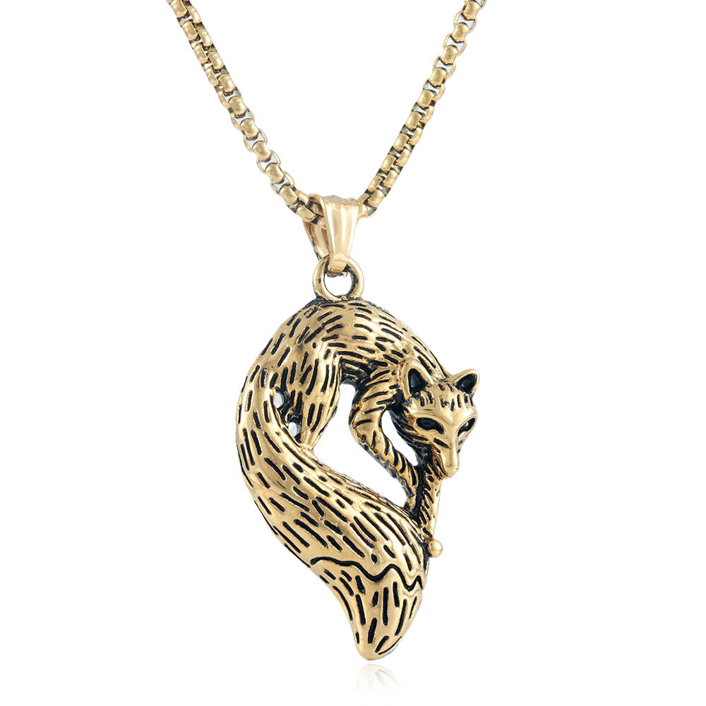 European And American Stainless Steel Fox Pendant Necklace