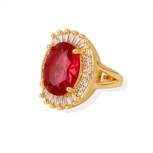 Courtly Chic Oval Zircon Copper Ring - Luxe Women's Jewelry