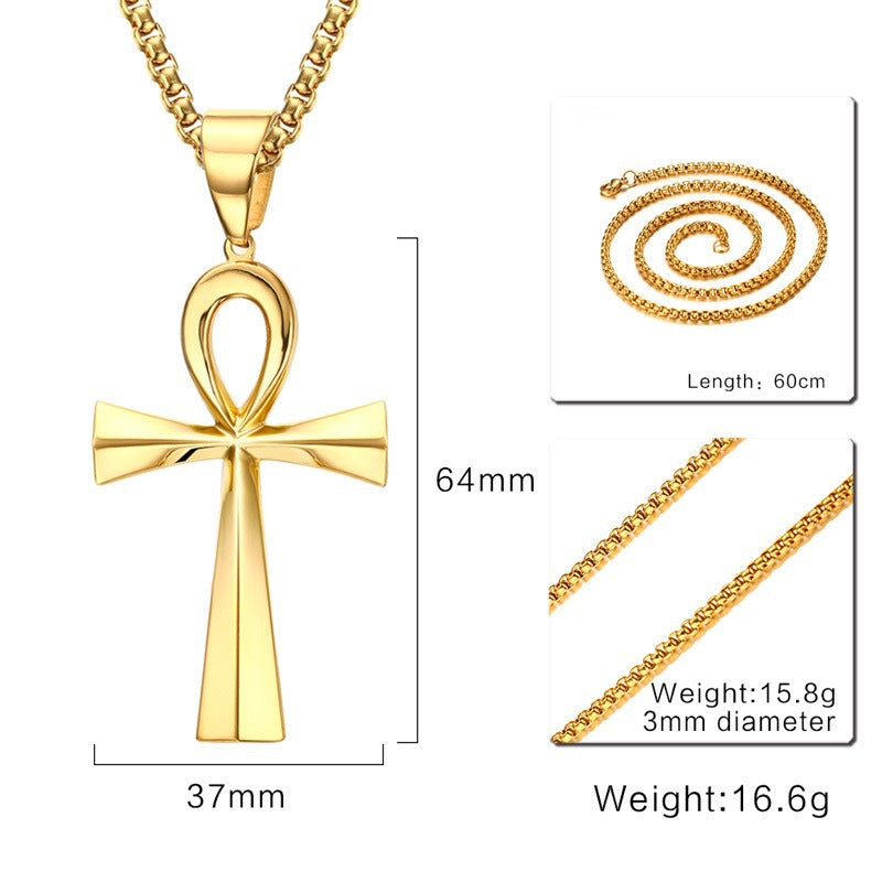 Planderful Everyday Genie Anka Cross Pendant Necklace Unisex Stainless Steel Durable Gift