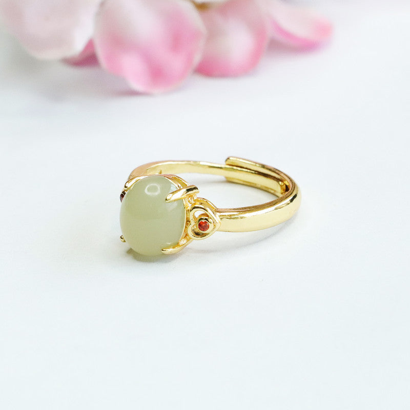 Fortune's Favor Hetian Jade Love Ring in Sterling Silver