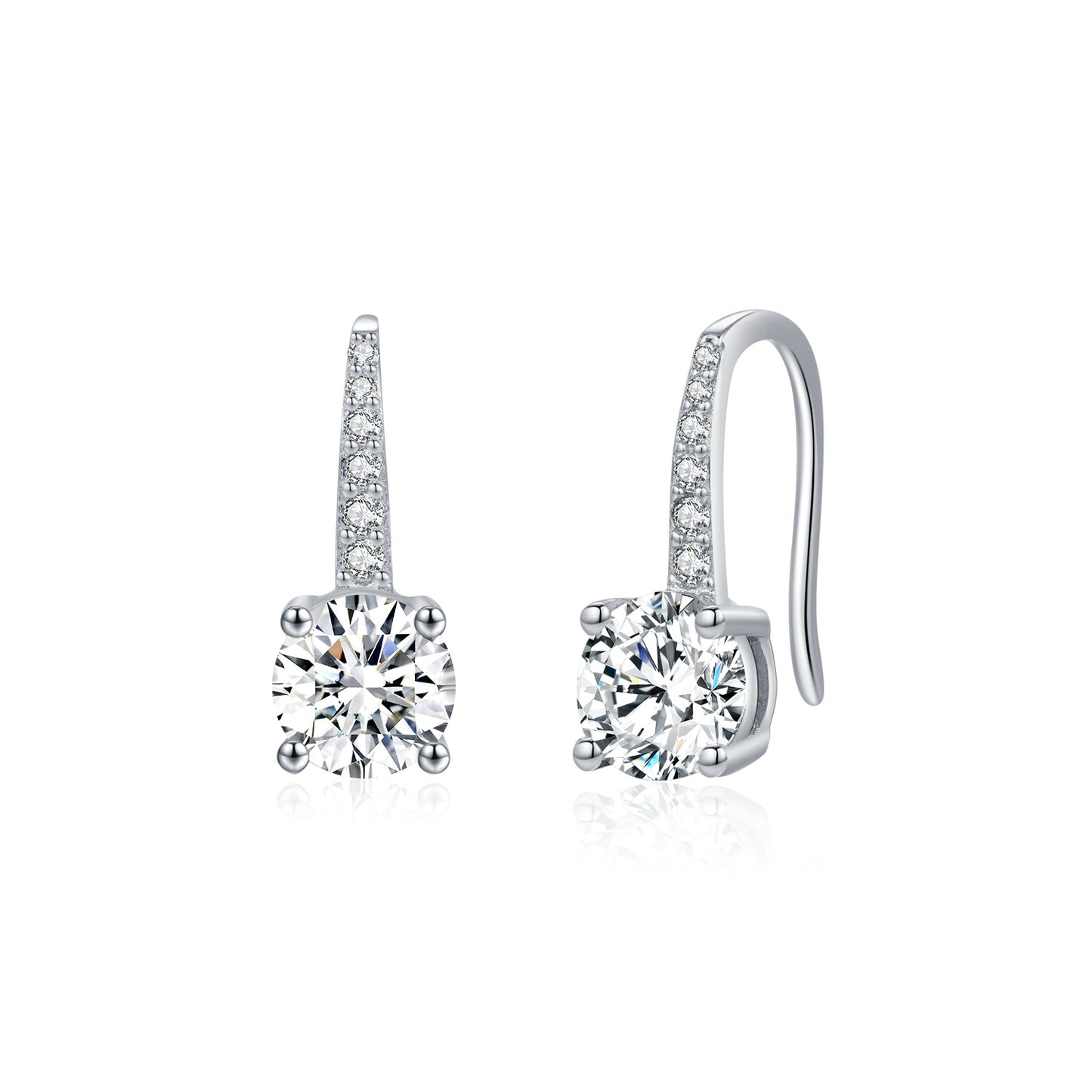 Planderful Moissanite Sparkling Earrings – Elegant French Design with Four-Claw Setting