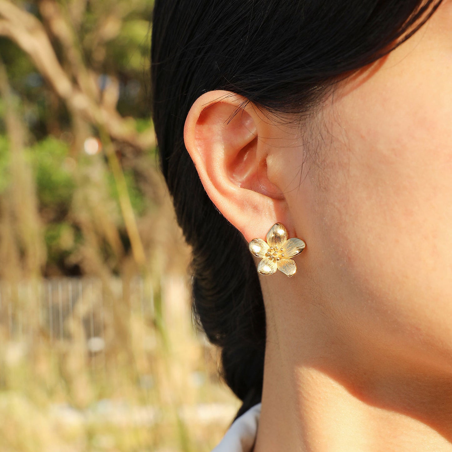 Earrings Stainless Steel Flower Pattern 18K Gold Accessories