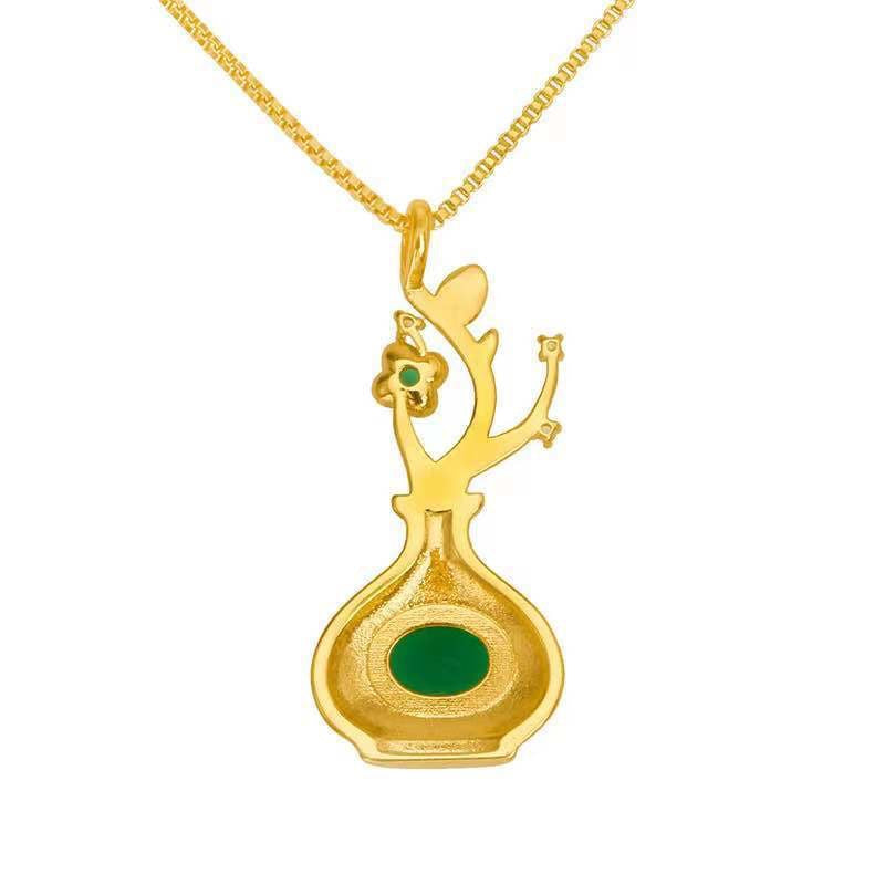 Hetian Jasper Vase Pendant — Chain Option