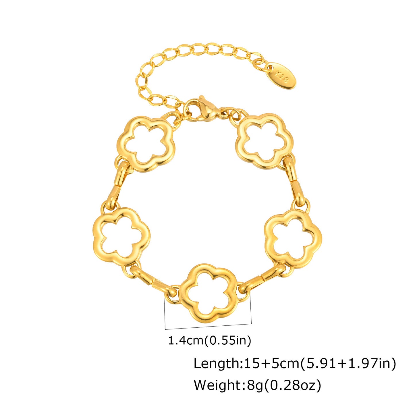 Wind Collarbone Chain Stainless Steel Gold-Plated Hollow Flower Necklace