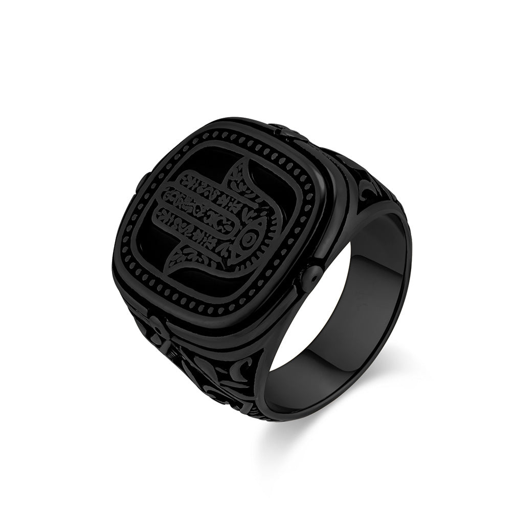 Steel Ring – Vintage Fatima Hand Design For Men Traditional West Asia North Africa Planderful