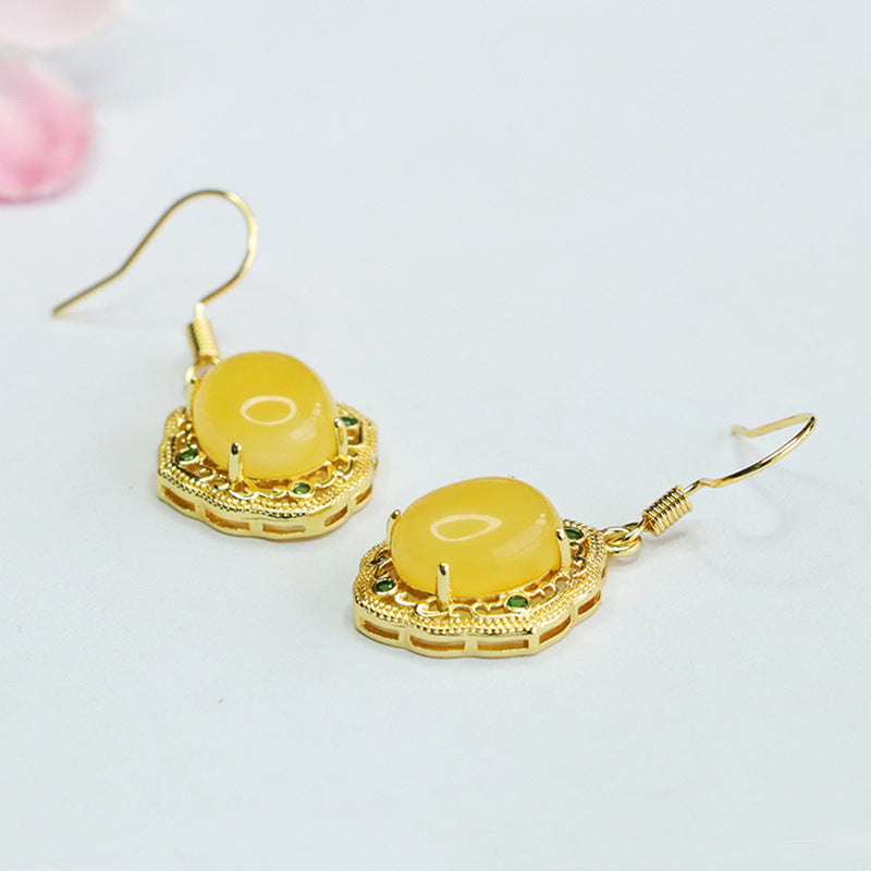 Beeswax Amber Openwork Drop Earrings