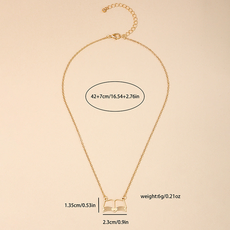 Luxurious Graduation Season Necklace with Cut-Out Book Pendant