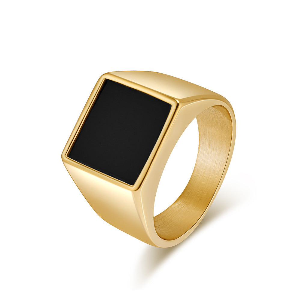 Planderful Titanium Steel Ring For Men Geometric Seal Design Light Luxury High End Jewelry